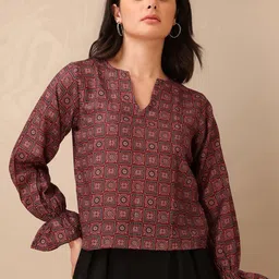OBSHIVKA Women Puff Sleeve Ruffles Cotton Top-image-12