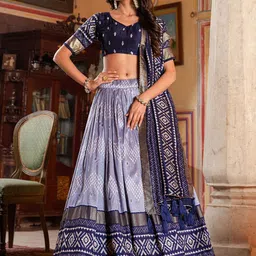 A TO Z CART Printed Ready to Wear Silk Lehenga & Unstitched Blouse With Dupatta image 5
