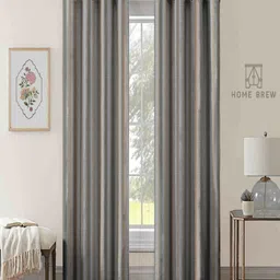 Aura Brown Set of 2 Floral Black Out Door Curtain-image-27