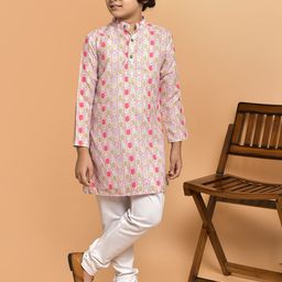 PRINTINDIA Boys Geometric Printed Mandarin Collar Straight Kurta With Pyjamas-image-30