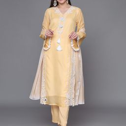 Sangria Women Floral Embroidered Kurta with Trousers & Dupatta-picture-31