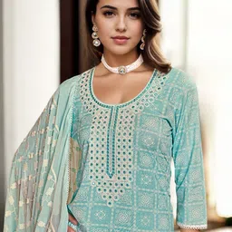 Anouk Women Ethnic Motifs Embroidered Regular Sequinned Kurta with Palazzos & With Dupatta-picture-1