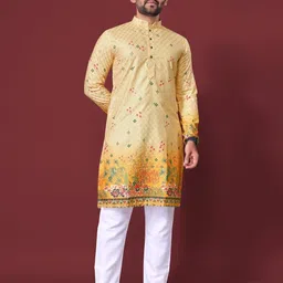 LADY BERRY Men Floral Printed Sequinned Shadow Work Kurta-picture-52