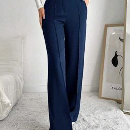 Next One Women Smart Straight Fit High-Rise Easy Wash Pleated Trousers-image-82