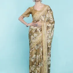 DIVASTRI Floral Zari Silk Blend Saree-picture-3