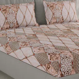 Monte Carlo Beige & Black Geometric Printed 130 TC Queen Bedsheet Set 2.2 m x 2.5 m-picture-33