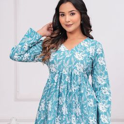 KBZ Floral Printed Pure Cotton Empire Top-image-85