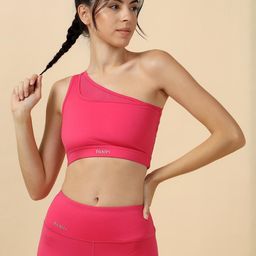 Fitkin Pink Nylon Non-Wired Removable Padding Workout Bra-37