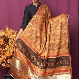 Unnati Silks Ethnic Motifs Printed Block Print Dupatta with Zari-1