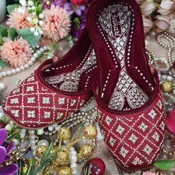 Fulkari Ethnic Motifs Embellished Leather Mojaris-image-27