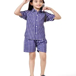 BAESD Girls Checked Pure Cotton Shirt With Short-image-45