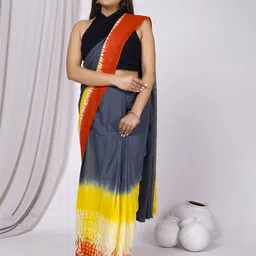 JAIPURI PRINT Tie and Dye Pure Cotton Ombre Saree-19