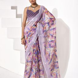 Kalista Ethnic Motifs Printed Saree with Blouse Piece-picture-9