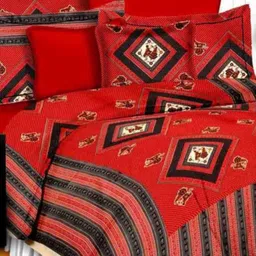 Aura Red And Black Printed Pure Cotton 144 TC Queen Bedsheet Set 2.10 m X 2.30 m-image-49