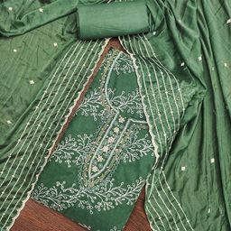 SHADOW & SAINING Floral Embroidered Beads & Stones Organza Unstitched Dress Material-image-84