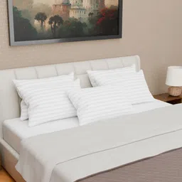 Aura White & Grey 5 Pieces Striped Microfiber Ultra Soft Sleep Pillows-49
