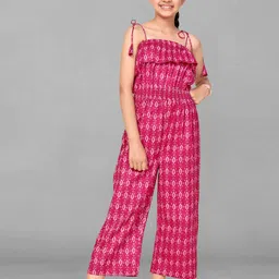 BAESD Girls Off-Shoulder Printed Capri Jumpsuit with Ruffles-image-61