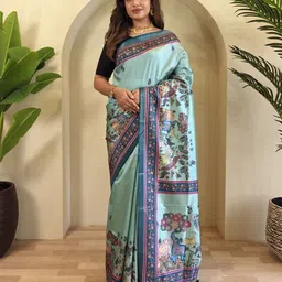 Anouk Kalamkari Silk Blend Designer Saree-image-80