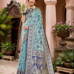 Anouk Rustic Floral Zari Linen Blend Chanderi Saree-image-33