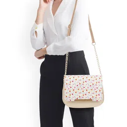 SPOTIC Structured Sling Bag with Fringed image 5