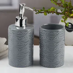 Kookee Grey 2 piece Abstract Ceramic Bath Accessories Set-20