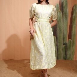 Tokyo Talkies Puff Sleeve Jacquard Fit & Flare Midi Dress-image-57