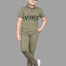US Fly Printed Polo Collar T-shirt With Pyjamas-image-60