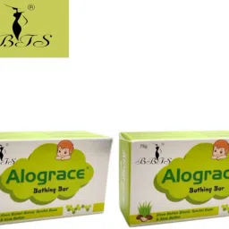 Alograce Bathing Soap Bar With Shea Butter & Aloe-Vera (75g×2)-picture-20