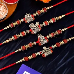 Pride Store Set Of 4 Beaded Studded Rakhis-image-9