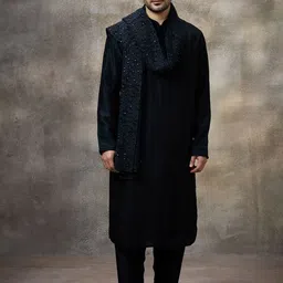 Rivaar By Rocky Star Solid Mandarin Collar Kurta With Trousers-image-74