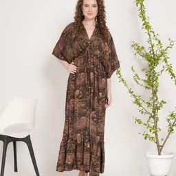 Boholyfe Women Floral Print Kimono Sleeve Maxi Dress-image-32