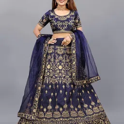 Aika Embroidered Thread Work Semi-Stitched Lehenga & Unstitched Blouse With Dupatta-picture-28