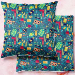 ArtzFolio Multicoloured Set of 2 Velvet Square Cushion Covers-image-89
