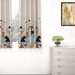 Story@home Cream & Brown Room Darkening Window Curtain-43