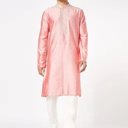 indus route by Pantaloons Ethnic Motifs Embroidered Mandarin Collar Straight Kurta-image-92