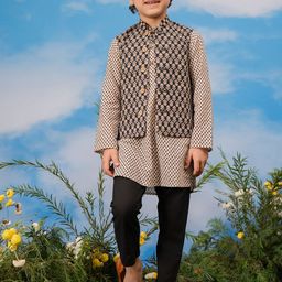 VASTRAMAY Boys Printed Regular Kurta with Dhoti Pants-3