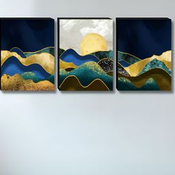 Myntra Elegant Homes Navy Blue & Gold-Toned 3 Pieces Sun Rise Wall Arts-image-87