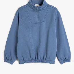 Koton Boys Mock Collar Long Sleeves Half Zipper Sweatshirt-picture-37