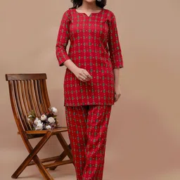 BAESD Printed Notch Neck Tunic With Trousers-image-47