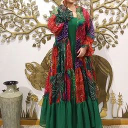 Swadeshi Shringaar Floral Georgette Fit & Flare Maxi Dress-image-15