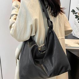 LULU & SKY PU Oversized Structured Hobo Bag with Fringed image 4