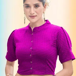Moda Rapido Woven Design Mandarin Collar Saree Blouse-picture-12