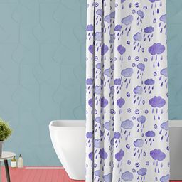 ArtzFolio White & Purple Conversational Printed Waterproof Shower Curtain-image-9