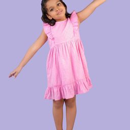 Nature Nook Kids Girls Round Neck Cotton Fit & Flare Dress-image-84