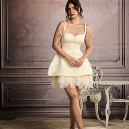 Lea Clothing Co. Women Satin Corset Mini Dress With Ruffle Details-image-22