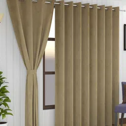 Florida Beige Set of 2 Long Door Curtain-44