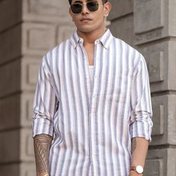 Powerlook Men Opaque Striped Casual Shirt-image-60