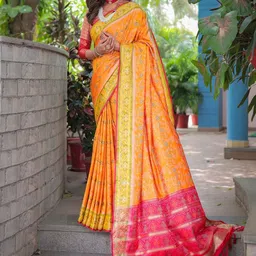 Anouk Floral Woven Design Zari Kanjeevaram Saree-image-2