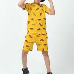 CHILINS Kids Printed Round Neck Pure Cotton T-shirt With Shorts-10