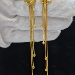 Anshenterpris Gold-Plated Hanging Sui Dhaga Tasselled Floral Drop Earrings-28